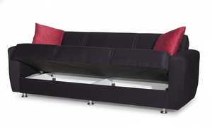 Sofá Cama Estilo Europeo, Tapicería de Tela, Extensible, Portátil, Convertible, Estructura de Madera Maciza, Mecanismo de Clic Clac con Almacenamiento - Product Image 2
