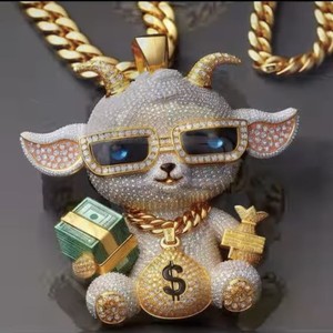 Pendentif Hip Hop personnalisable pour hommes Unique VVS Moissanite Diamond Iced Out in Cute Cartoon Gold Pass Tester pour les occasions de fête - Product Image 4