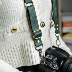 Sangle d'appareil photo réglable personnalisée en cuir, sangle d'appareil photo DSLR en cuir avec monogramme personnalisé, accessoires de voyage pour appareil photo - Product Image 1