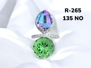 Anillo de Moda Ajustable para Mujer, con Diamantes Americanos Verdes y Morados, Material de Latón, Joyería Hindú RUDRAKSH - Product Image 1