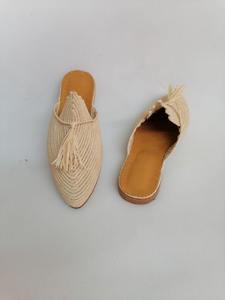 Natural leather and <b>raffia</b> shoes, women's <b>raffia</b> slippers, handmade <b>raffia</b> slippers, summer <b>sandals</b> - Product Image 2