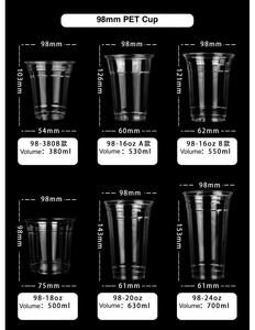 Gobelets en plastique PET personnalisés de haute qualité pour boissons froides, aliments et desserts, capacités de 300ml 355ml 380ml et 700ml avec couvercle - Product Image 6