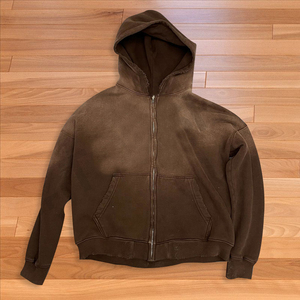 Streetwear Sweat à capuche vierge en polaire personnalisé avec fermeture éclair Vintage Double couche délavé à l'acide Sweats à capuche courts pour hommes - Product Image 1