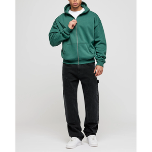 Sweat à capuche zippé en coton surdimensionné pour hommes Logo imprimé bouffant personnalisé Polaire lourde Double fermeture éclair Broderie Vêtements d'hiver - Product Image 2