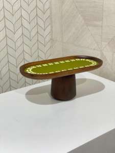 Plateau de service en bois marron fait à la main de grande taille en acier inoxydable avec autocollant en émail pour servir et décorer les aliments - Product Image 3