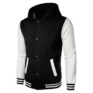 Veste de baseball varsity pour homme, à col montant, en polyester/coton, à manches longues, unie, à la mode, best-seller - Product Image 2