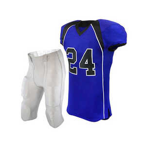 Ensemble de maillot de football américain blanc à col en V, pantalon rembourré rouge 24, vêtements de sport pour hommes adultes, coupe régulière, manches courtes - Product Image 4