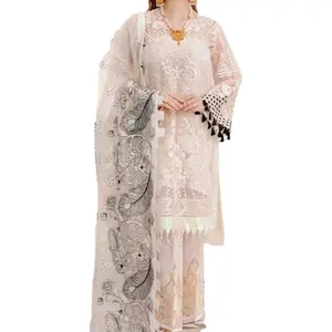 طقم نسائي باكستاني من الشيفون الناعم لحفلات الزفاف, طقم نسائي باكستاني من الشيفون الناعم ، طقم نسائي مناسب لحفلات الزفاف ، يتميز بمقاسات وألوان مخصصة ، يتميز بجودة عالية