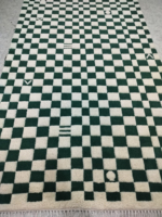 Alfombra de diseño moderno marroquí hecha a mano, alfombra de lana de tablero de ajedrez personalizada, patrón geométrico verde para decoración del hogar, sala de estar