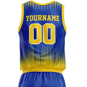 INDEX APPAREL Custom Sublimated Basketball Jersey Shorts Set Team Name 00 Blue Yellow Gradient V-Neck Sleeveless <b>Athletic</b> Fit - Product Image 3