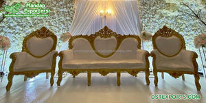 Ensemble de canapé sculpté pour Couple, meubles traditionnels, de couleur or et blanc, idéal pour la scène de mariage - Product Image 6