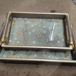 Étonnants plateaux de service en cuir 2 combinés pour la salle à manger et la décoration intérieure de l'Inde pour la cuisine et le salon - Product Image 1