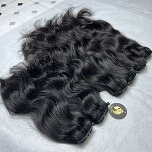 Meilleur prix sur Haute Qualité Vietnamien Naturel Ondulé Vierge Cheveux Noir Double Tiré Trame Machine Bundle Hot Style Perruques - Product Image 1