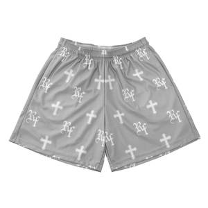 Design personnalisé High Street Solid Mesh Croix Shorts Noir/Blanc pour hommes Transfert de chaleur Imprimé avec poches à fermeture à cordon de serrage - Product Image 3