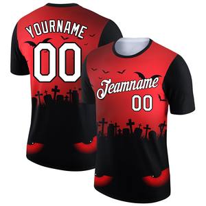 Venta al por mayor Direct shirts Engro Sportswear Industry camisetas Custom Red White-Black 3D Halloween Performance T-Shirt - Product Image 1