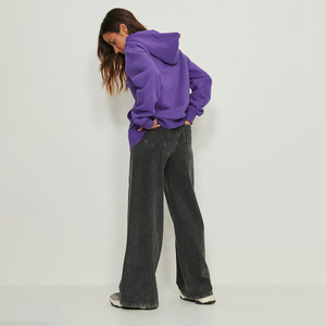 Sudaderas con capucha básicas de algodón 100% de gran tamaño para mujer, ropa de calle suave y cómoda, Jersey informal con hombros caídos, logotipo personalizado OEM al por mayor - Product Image 2