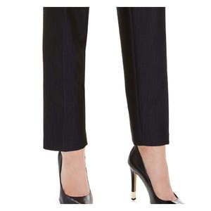 Pantaloni a sigaretta Calvin Klein da donna, a vita alta, antipiega, con laccetti frontali, taglio slim, blu navy, taglia 12 - Product Image 3