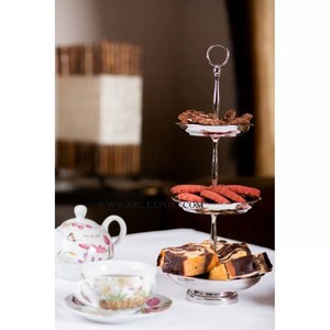 Trabajo martillado, nueva colección de moda, soporte de exhibición de pastel de mesa, la mejor calidad, tamaño grande, 2 niveles, soporte clásico para pastel de mesa de boda - Product Image 5