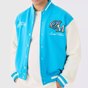 Chaqueta de bombardero de hombre con logotipo personalizado con cuello levantado Vintage APLIQUE DE GRAN TAMAÑO JERSEY Diseño deportivo de béisbol - Product Image 1