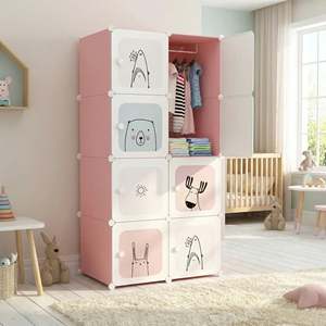 Foldable <b>Plastic</b> Clothing Organizer for Children Green Vertical Armoire for <b>Wardrobe</b> Use - Product Image 3