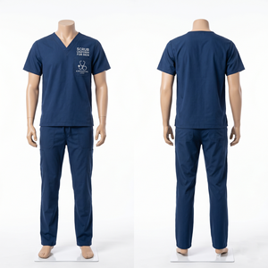 Mens Scrub Uniform Set 180 GSM Poly Cotton Stretch Fabric Dusty Mauve V Neck Chest Utility Pockets Custom Heat Transfer Logo - Product Image 4