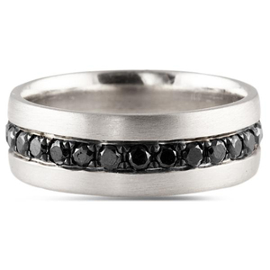 Men's <b>Black</b> Diamond Platinum Wedding Band Elegant Diamond <b>Rings</b> for Him - Product Image 1