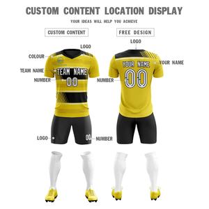 Uniforme de Fútbol Personalizado al por Mayor, de Secado Rápido, Económico, Amarillo y Negro, Conjunto Completo, Ropa de Fútbol, Precio Económico, OEM - Product Image 3