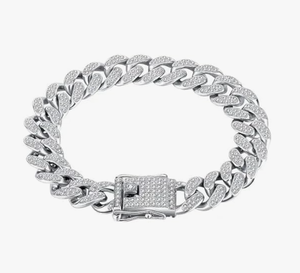 Rapper Hip Hop Sterling <b>Silver</b> Custom Iced Out Moissanite Cuban <b>Bracelet</b> for Unisex Gift & Party Occasions - Product Image 1