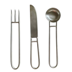 Cubiertos pulidos brillantes de forma única de Metal de acero inoxidable más vendidos, artículos de cena de lujo de acero con espejo, acento de cocina - Product Image 1