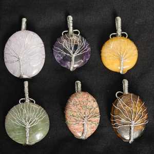 จี้โรสควอทซ์ทรงรีทำด้วยมือด้วยลวดพันคริสตัลรักษาเครื่องประดับอัญมณีตามสั่ง - Product Image 2