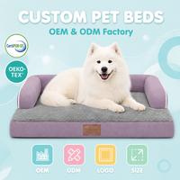 Lit pour chien de luxe personnalisé en velours moelleux, orthopédique, écologique, design, avec support premium, lavable, canapé pour animaux de compagnie, solide, pour grands chiens et chats