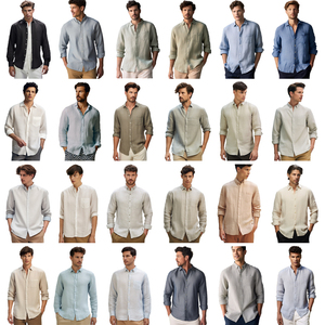 Chemise pour homme de haute qualité, 100% coton, col rabattu, manches longues, coupe ample, séchage rapide, anti-froissement, écologique, respirante - Product Image 3