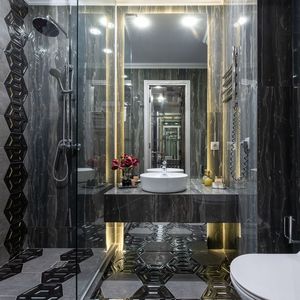 <b>Black</b> <b>Bathroom</b> Vanity Luxury Dark Vanity <b>Cabinet</b> Matt <b>Black</b> Lacquer for Modern <b>Bathrooms</b> Stone Top Option - Product Image 2