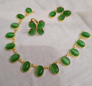 Collier en pierre Monalisa avec bague pour femme Ensemble de bijoux styliste élégant Collier traditionnel ethnique avec bague - Product Image 3