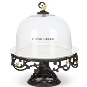 High Standard Quality Clear <b>Glass</b> Made <b>Cake</b> <b>Stand</b> With Gold Plated Metal Designer From Indian Manufacturer In Impressive Price - Product Image 6