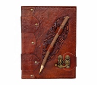 Cuaderno personalizado de piel auténtica, diario marrón oscuro antiguo con lápiz de madera, cuaderno de notas hecho a mano para planificadores diarios