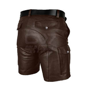 Los mejores pantalones cortos de cuero de moda para hombre de invierno Slim Fit Diseño de calidad superior Ropa de hombre Pantalones cortos de cuero Casuales - Product Image 3