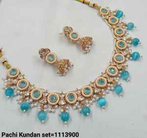 <b>INDIAN</b> TRADITIONAL and FASHIONABLE COPPER JEWELLERY BRIDAL WEDDING JEWELLERY <b>SET</b> for WOMEN EARRINGS and <b>NECKLACE</b> <b>SET</b> - Product Image 4