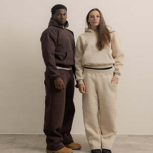 Conjunto Deportivo Unisex de Algodón Liso, Pantalones Deportivos, Chándal, Pantalones Deportivos Personalizados y Sudadera con Capucha, Conjunto Deportivo de 2 Piezas para Hombre - Product Image 1