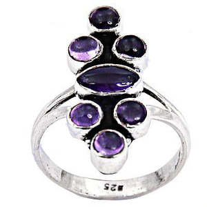 Anillo de Plata de Ley 925 con Cristal de Amatista, Corte Marquesa y Redondo, Elegante y Delicado, para Uso Diario de Mujeres - Product Image 3