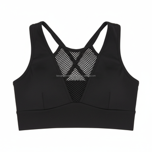 เสื้อชั้นในกีฬาผู้หญิงแบบตาข่ายระบายอากาศ ซัพพอร์ตสูง คอวี เซ็กซี่ รับสกรีนโลโก้ เสื้อโยคะสำหรับฤดูร้อน - Product Image 4