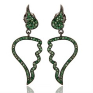 Pendientes de plata de ley 925 con gema de tsavorita, novedad - Product Image 1