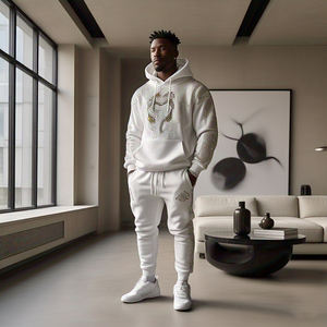 Personalizar Rhinestone Chándal Hombres Jogging Wear Sudadera con capucha Personalizado Rhinestone Pantalones de chándal Conjuntos Jogger Rhinestone Chándal Hombres - Product Image 2