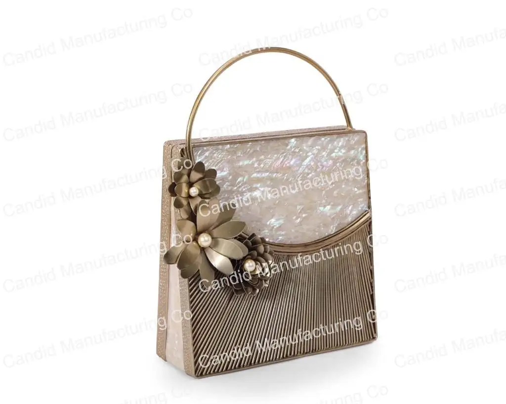 Nacre avec métal MOP pochette sac à bandoulière pierre travail embellissement broderie dames fête Ware sacs à main