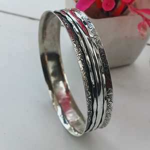Brazalete de moda Vintage para mujer, chapado en plata 925, textura única de las Bahamas, brazalete apilable Spiner, latón Cristiano - Product Image 6