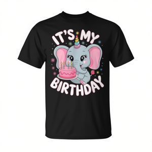 Camiseta de cumpleaños para niñas con diseño de elefante y unicornio, con diseño de pastel - Product Image 2