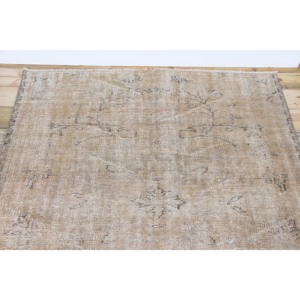 Tapis vintage 4,2 x 7,1 pieds, tapis turc, tapis floral marron beige - Product Image 4