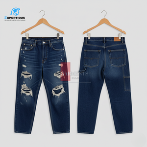 Jean de travail pour homme style charpentier, coupe slim droite, en denim sergé épais 400 GSM, personnalisable - Product Image 5