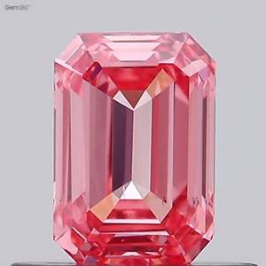แฟนซีสีสดใสสีชมพู VS2ความชัดเจนขนาด0.51 Ct ขัด Labgrown เพชรมรกตรูปร่าง HPHT-CVD เครื่องประดับเพชรหลวมเพชร - Product Image 1