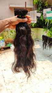 Alta calidad a granel ondulado 100% humano Remy solo dibujado a granel cabello crudo sin trama Color negro Natural virgen cabello indio - Product Image 5